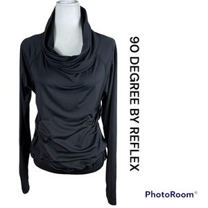 90 DEGREE BY REFLEX ACTIVE ASYMMETRICAL COWL NECK BLACK SIZE MEDIUM